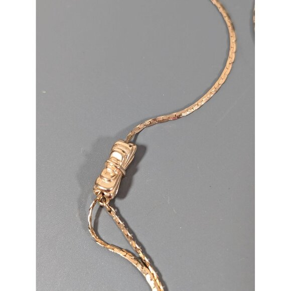 Vintage Gold Tone Adjustable Chain Layer Necklaec Art Deco 26" - Picture 6 of 8